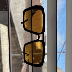 Tom Ford Black Frame Sunglasses with Yellow Lenses